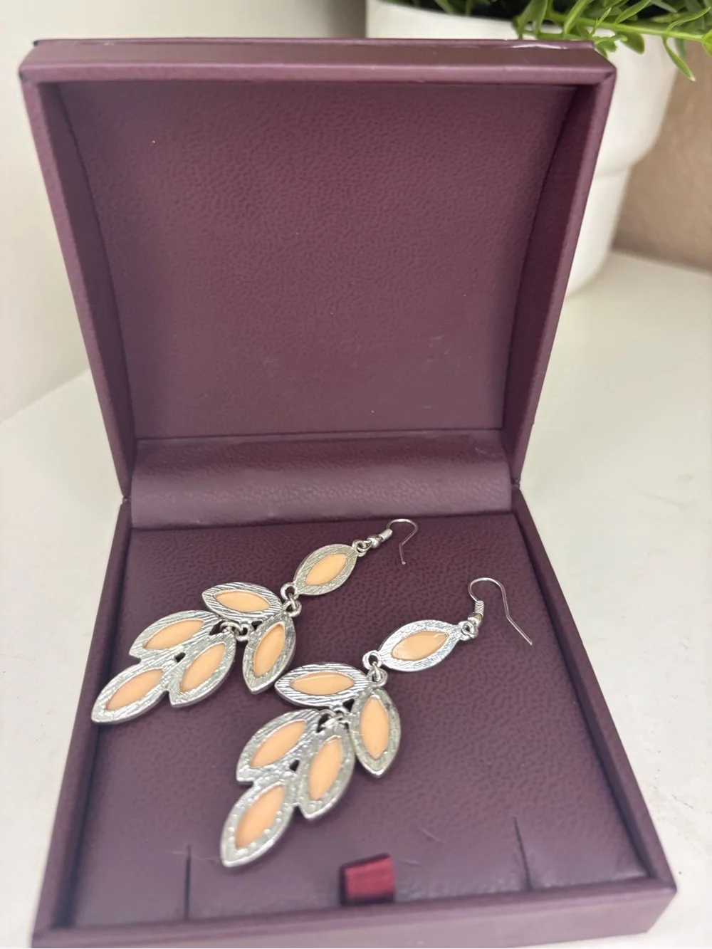 Elegant chandelier earring silver tone statement